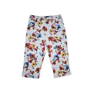 Gloria Vanderbilt Amanda Capri Jeans Women’s 12 White Multi-Color Floral